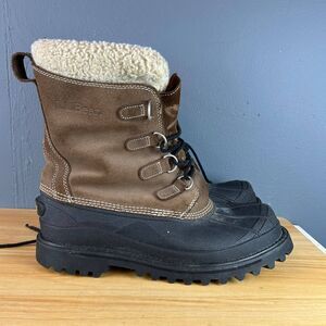 L.L. Bean Insulated Winter Boots Men's Size 11 Brown Suede Leather Sherpa Lined